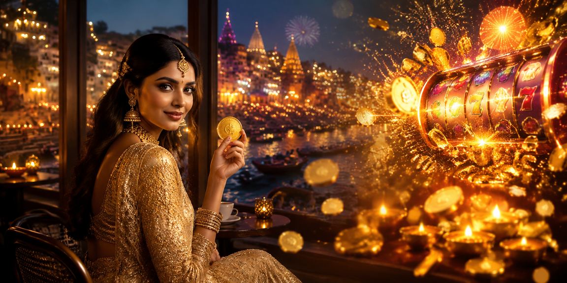 Indian female player enjoying slot and card games including Andar Bahar